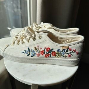 Keds Women's White Floral Embroidered Sneakers